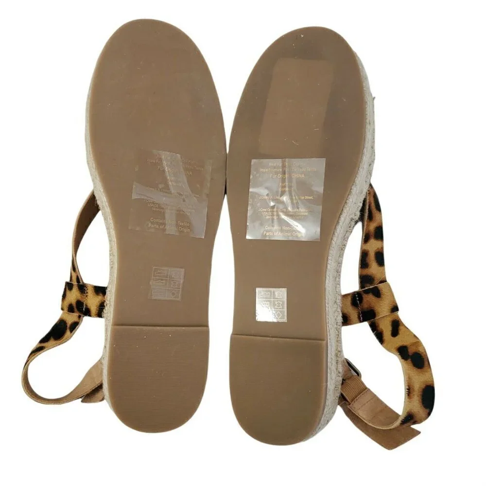 Madewell Malia Espadrille Sandals‎ 8.5 Leopard Calf Hair Asymmetrical NEW